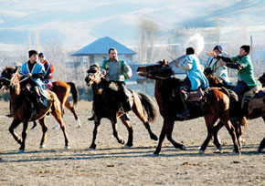 Chovgan (polo) contest for the Presidential Cup. Sheki 2009