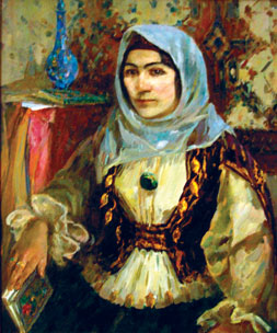Portrait of Khurshid Banu Natavan, oil on canvas by Oqtay Sadiqzade 1970, Nizami Ganjavi museum of Azerbaijani Literature
