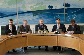 The panel (from left) Shahin Namati-Nasab, Director, TEAS, with Dr Svante Cornell, MP Mike Hancock, Dr Rick Fawn and Dr Tim Potier