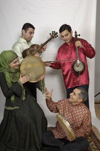 Alim Qasimov and his daughter Fargana, with tar and kamancha accompanists