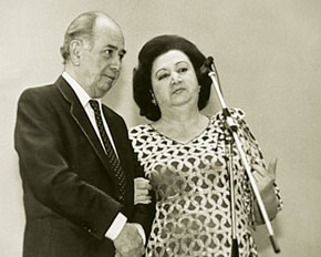 Tofiq Quliyev with one of the best performers of his songs Shovket Alekberova, USSR Public Artist