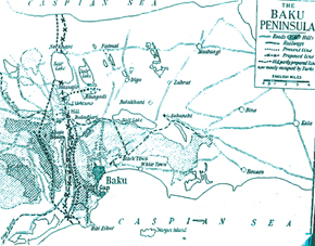 Map of Baku Defences August - September 1918