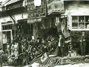 A shop in Tiflis selling Karabakh carpets. From here they were taken to Europe and Russia. 19th century