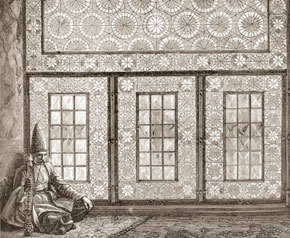 Stained-glass window (or shabaka) in Shush home, from V.V.Vereshchagin´s painting Hall in Shusha, 1865