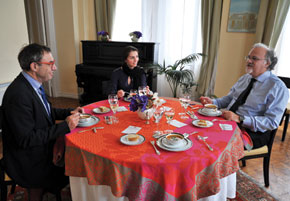 Yves Zoberman, director of the Institut Français in Azerbaijan, Jeyran Bayramova and H.E. Pascal Meunier
