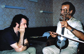 Studing Kamancha with Habil Aliyev, Baku, June 1989