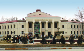A building constructed by German prisoners, now the State Drama Theatre of Mingachevir