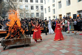 University students in holiday celebrations