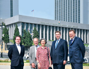 The Conservative Friends of Azerbaijan delegation at the Parliament building (from the left): Christopher Pincher, Viscount Eccles, Baroness Eccles, Graham Brady, Stephen Mosley
