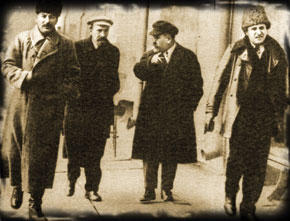 Stalin, A.I.Rykov, G.y.Zinoviev, early 1920. The three men on the right were later repressed by Stalin