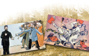 Cartoons by Azim Azimzade to accompany Sabir´s poems