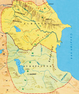 Azerbaijan, 4th century BCE – 3rd century CE. Source: Map of Azerbaijani history. Baku 2007, page 14