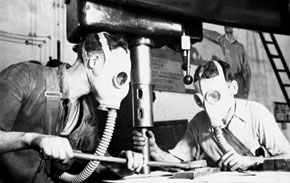  Technicians of Factory ‘N’ working in gas masks. 1941