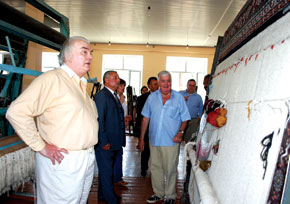 UK Guests visiting the Carpet Factory in Guba