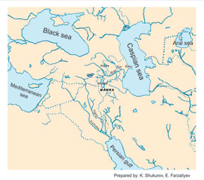 Ancient Azerbaijan, III millennium B.C – early VII century - showing modern borders