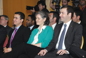 Left to right – Tale Heydarov, President, Gabala Football Club, Dr Carolyn Browne, British Ambassador to Azerbaijan and Elkhan Mammadov, General Secretary, AFFA