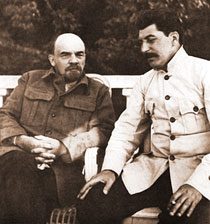 Lenin and Stalin in Gorky. 1922 
