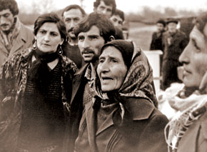 Azerbaijani refugees from the Gafan region of Armenia. 1988