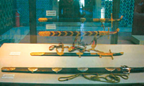 The swords of four Caliphs: Abu-Bakir, Umar, Uthman and Ali.Topkapi Museum. Istanbul, Turkey