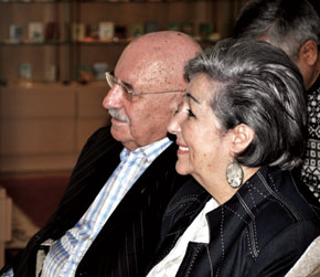 Nobert Yevdayev with his wife Nelly khanim at the Museum of Miniature Books. Baku, 2010