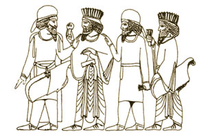 Median (in hats) and Persian (in tiaras) elite. Persepolis