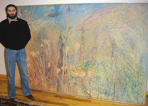 Bahram Khalilov alongside his work