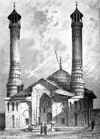 Govghar Agha’s mosque. XIX Century. Shusha, Karabagh Khanate, Drawing by Vereschagin