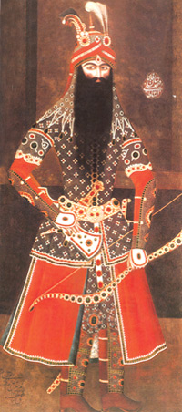 Fatali Shah in Armour. Mir Ali. Tehran, 1814-1815, Oil on canvas