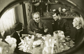 Lev Landau, celebrating his 60th birthday with his family, 1968