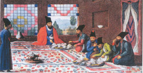 Supper. Painting from the book The Second Trip to Persia in 1810-1816 (London, 1818) by J.Morier