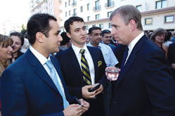 From the left Tale Heydarov, chairman of the London Azerbaijan Society, Taleh Bagiyev chairman of the Anglo-Azerbaijani Youth Society and Prince Andrew