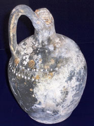 Large grey pot, decorated with meander (running fire)