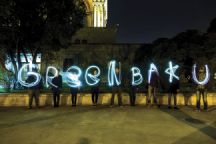 Earth Hour Azerbaijan 2016, a stop motion light effect is used for the phrase Green Baku