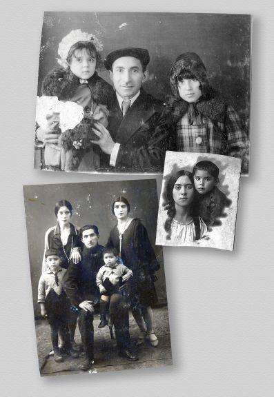 1. Leyla’s husband Bahram with daughters Elmira and Zemfira 2. Leyla pictured in 1929 with her son Firudbek 3. Bahram, Leyla (top left), their twos sons and a neighbour, 1930