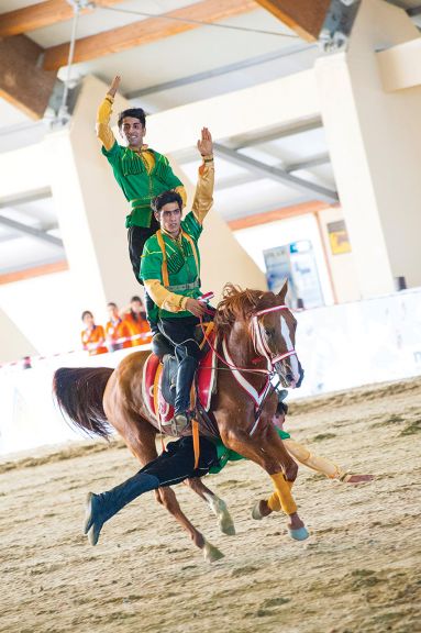 Acrobatics on horseback during the opening ceremony