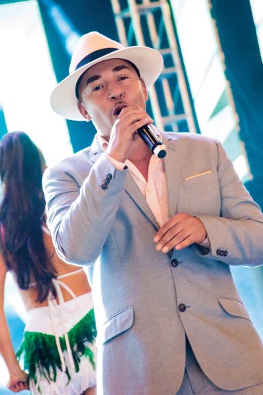 German mambo musician Lou Bega performing during the closing ceremony on 12 September