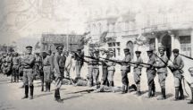 Armenians being drilled in Baku to resist the besieging Turks