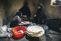 Khinaliq, Quba. Two women prepare lavash. Photo: Irada Gadirova