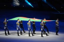 The Games began on 12 May with a glamorous opening ceremony.  Here the Azerbaijani flag is paraded around the stadium. Photo: Eldar Farzaliyev