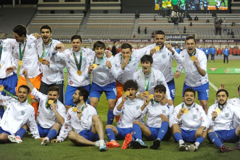 The Azerbaijani U23 football team emerge victorious against Oman in the final of the football on 21 May
