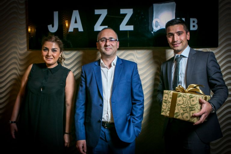 Kamilla, Rufat and Anar welcome guests to the Jazz Club