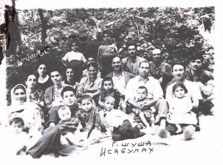 The author’s great-grandfather, Isa Ismailov, and great-grandmother, Siddiga Afandiyeva, are pictured here in the centre in Shusha