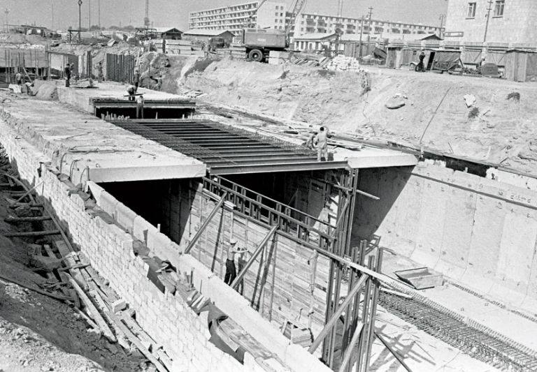 Early construction of the Baku Metro. 10 September 1966. Photo: Azertaj
