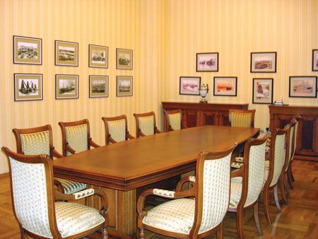 The meeting room inside the restored Villa Petrolea